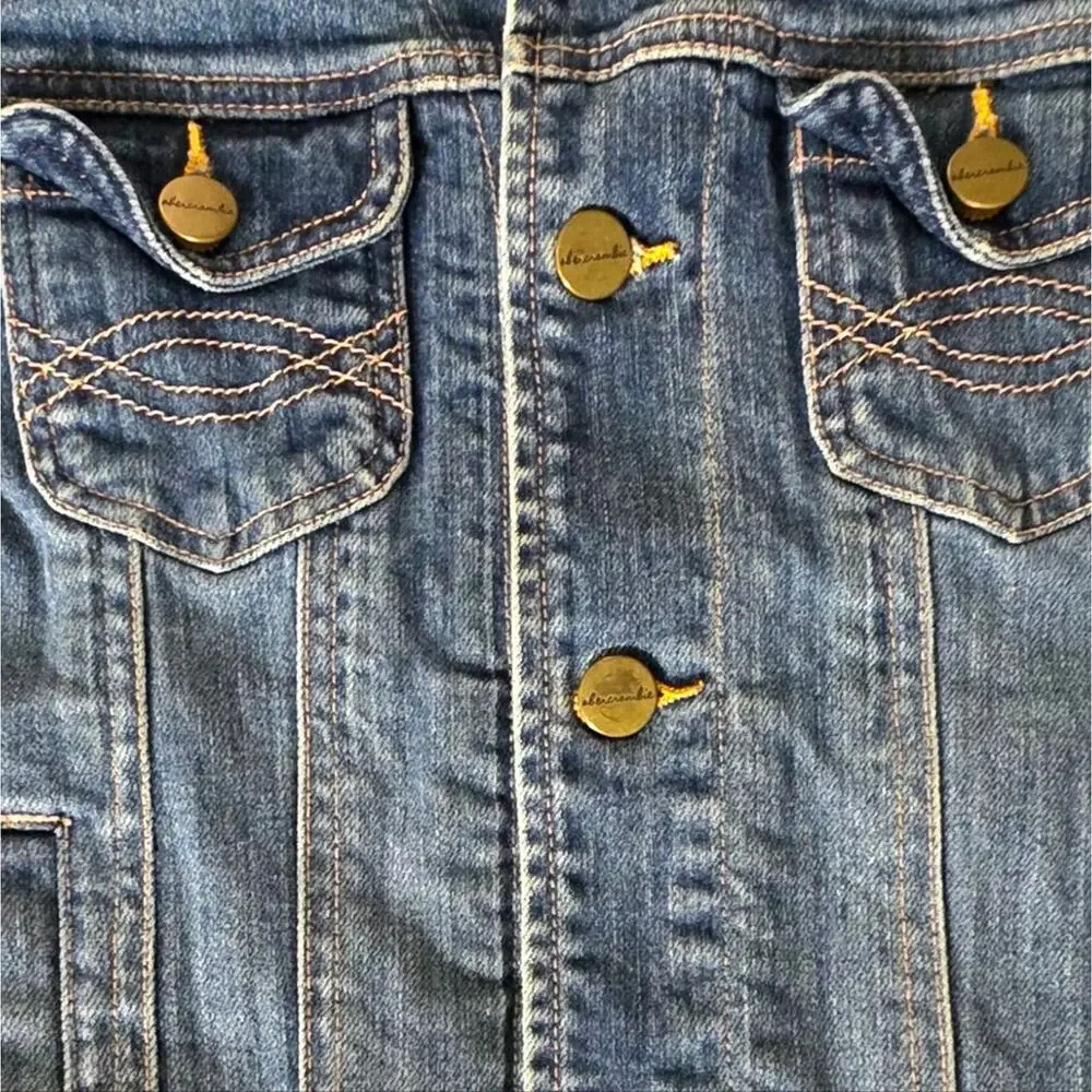Vtg Y2K Abercrombie Kids Distressed Trucker Style Jean Jacket Size XL